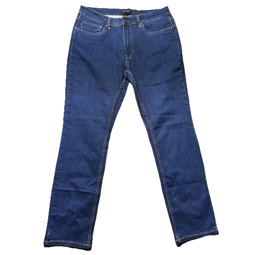 Jachs New York Mens 34X32 Straight Leg Jeans Blue Regular Fit Stretch EUC